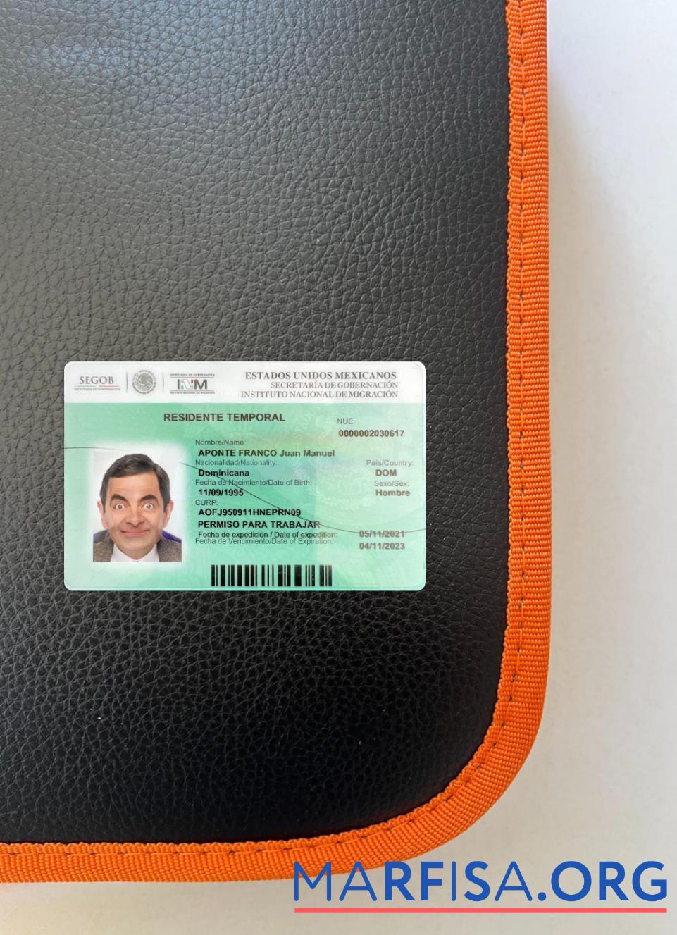 Blank Mexico residence permit 2021 present photolook front example